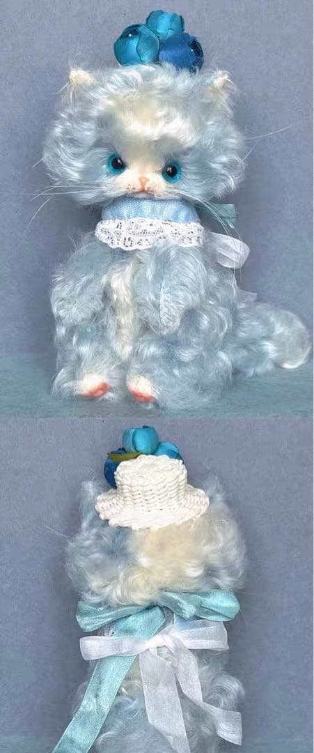 青花仔猫 アーティストベア 海外作家様 ハンドメイド ぬいぐるみ テディベア