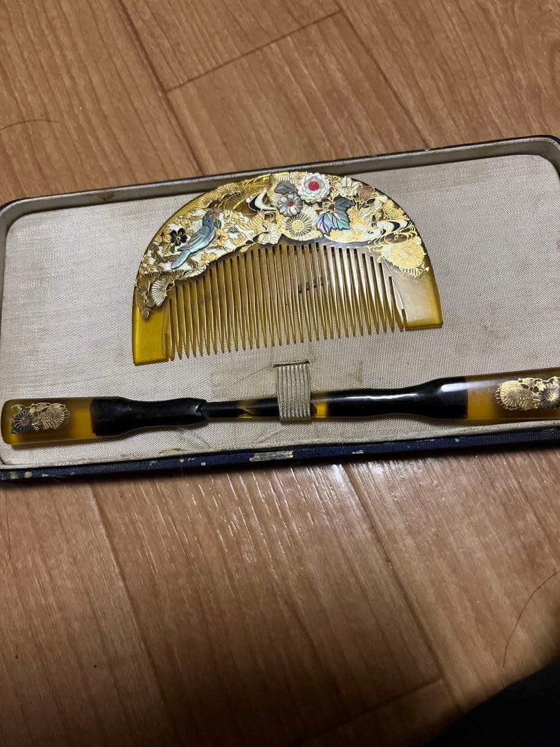 アンティーク　櫛　金彩　螺鈿細工　髪飾り　着物髪飾り