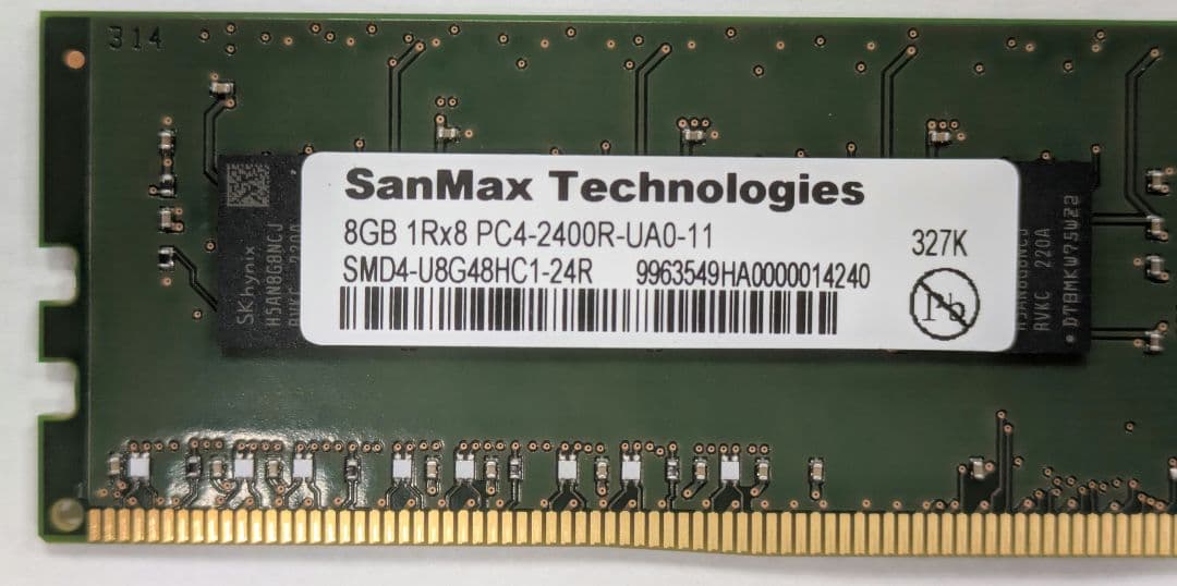 デスクトップPC用DDR4メモリPC4-2400R SanMax 8GBx4枚