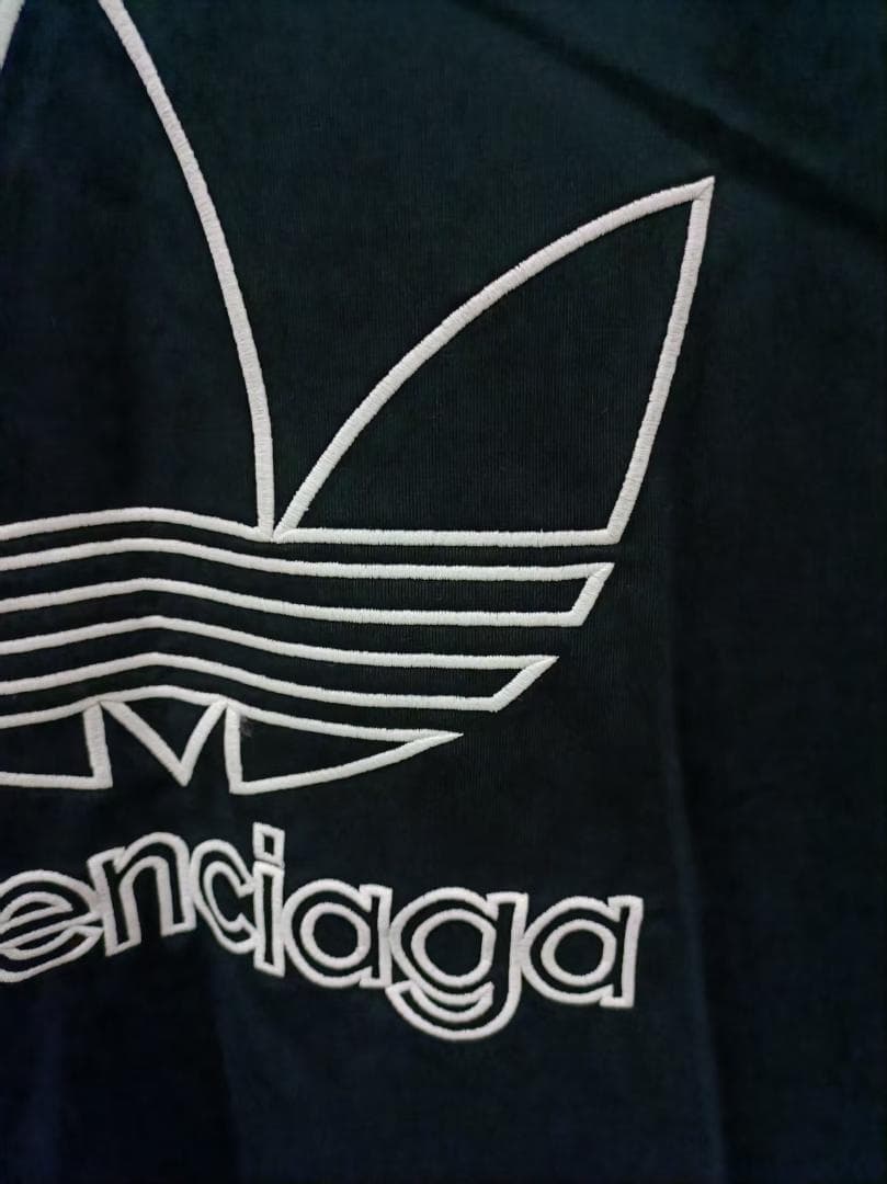 BALENCIAGA×ADIDAS コラボ 刺繍ロゴ 半袖Tシャツ L