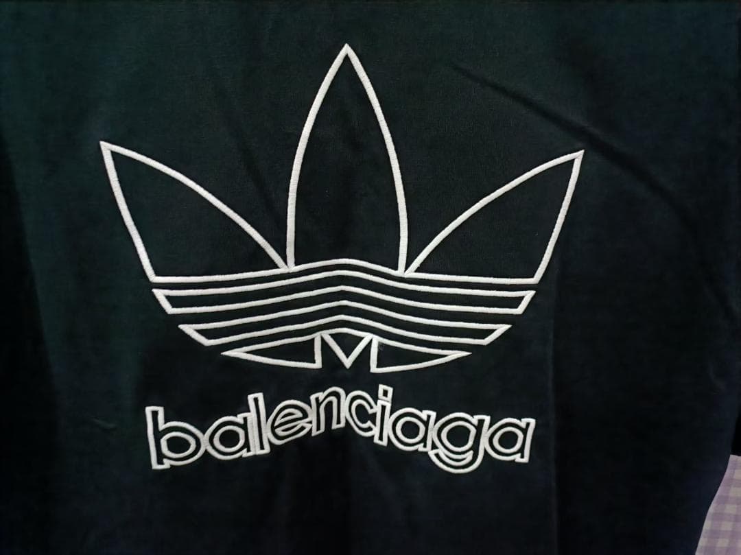 BALENCIAGA×ADIDAS コラボ 刺繍ロゴ 半袖Tシャツ L