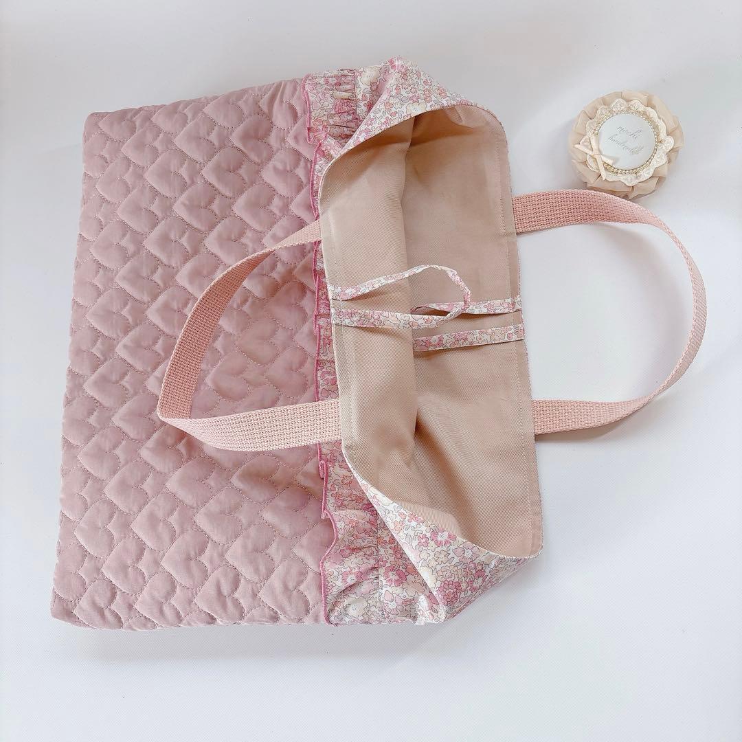 miumiu016様　レッスンバッグ　移動ポケット　ハート　リバティ　キルト