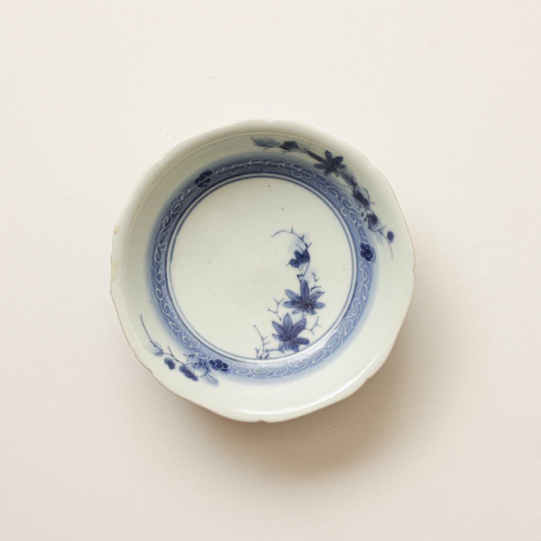 古伊万里　伊万里　江戸　紅葉　流水　墨弾き　輪花　深皿　平向付　金継ぎ　材料