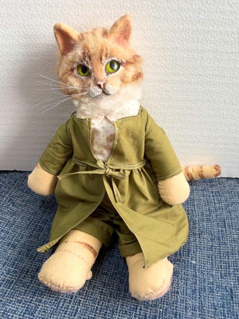 A猫 茶トラ猫アートドール【ハンドメイド 猫 羊毛フェルト