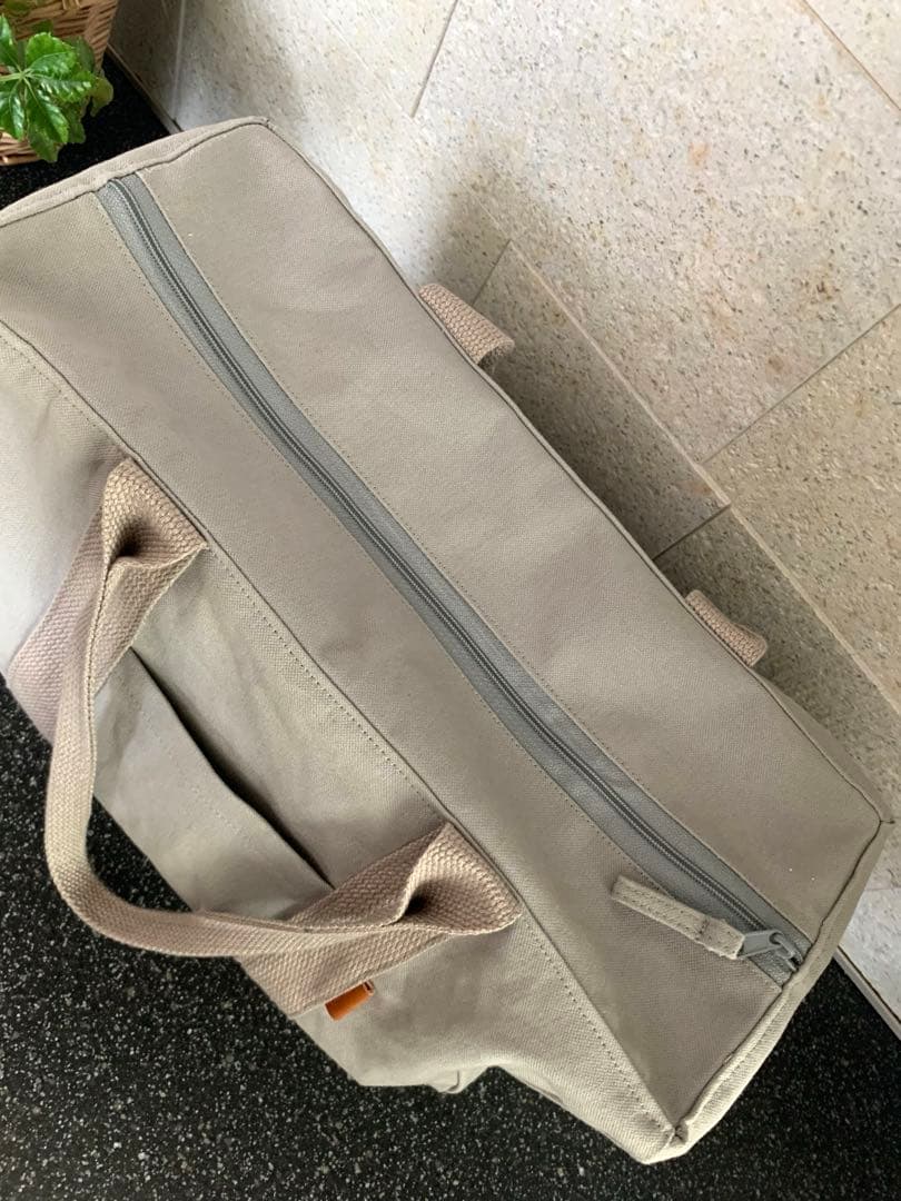 純白3つ仕切りトートバッグ　ハンドメイド　倉敷帆布　仕切り　unicoco