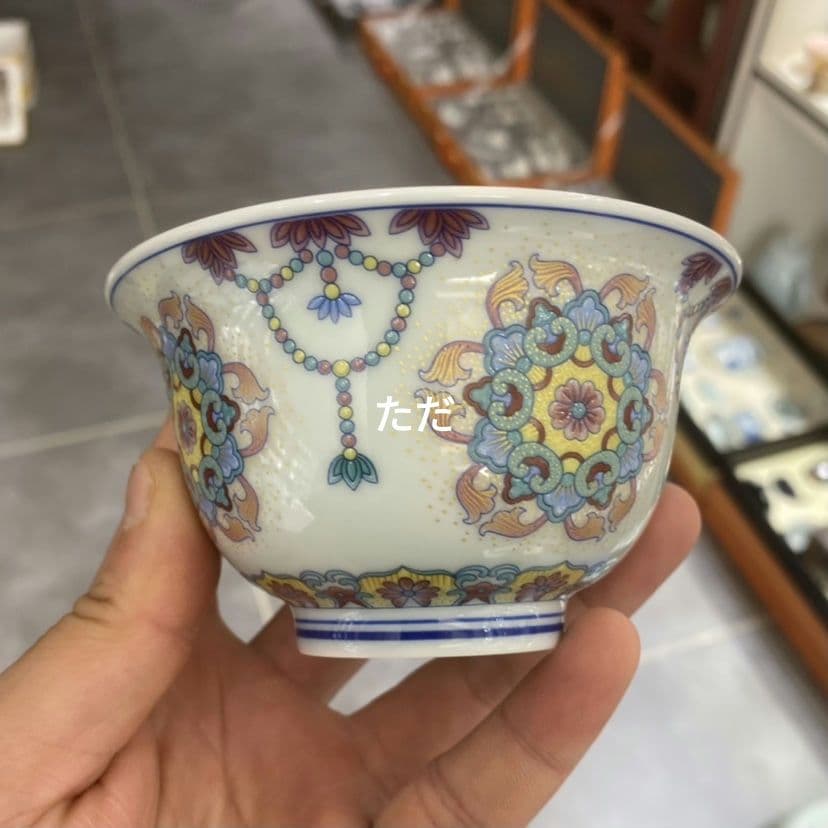 中国茶器 景徳鎮 陶磁器 宝相花三才蓋碗 茶器 茶道具 煎茶器 新品未使用