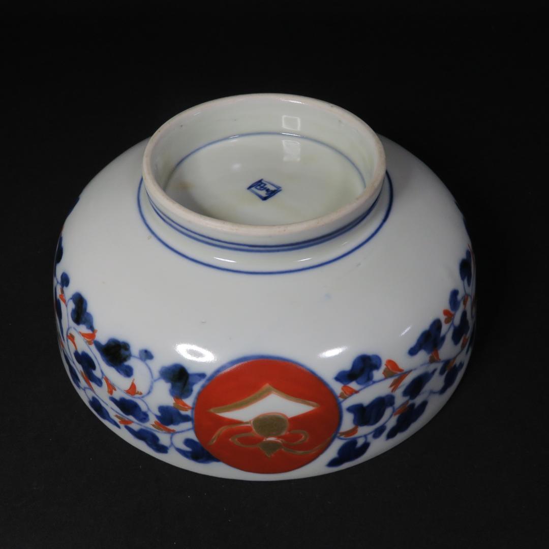 丼 九谷 金彩 色絵付け 唐草 瓢箪 山水 鳳凰 豪華絢爛 江戸