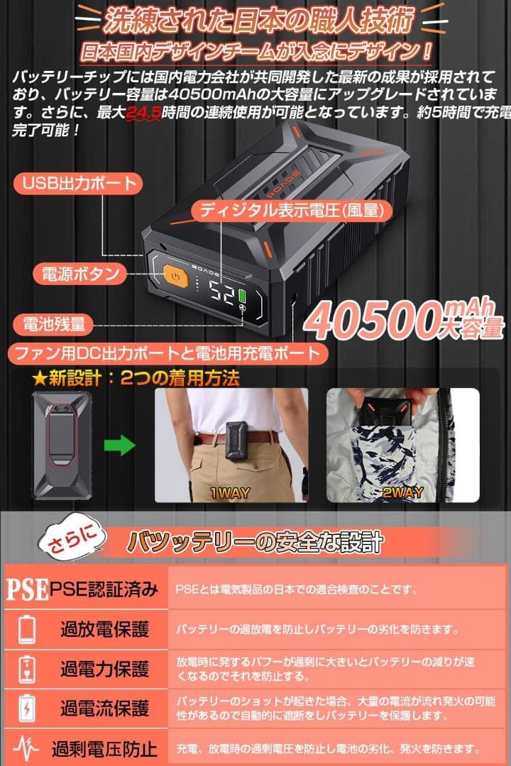 52V超暴風 ファンバッテリーセット 40500mAh大容量バッテリー 2025