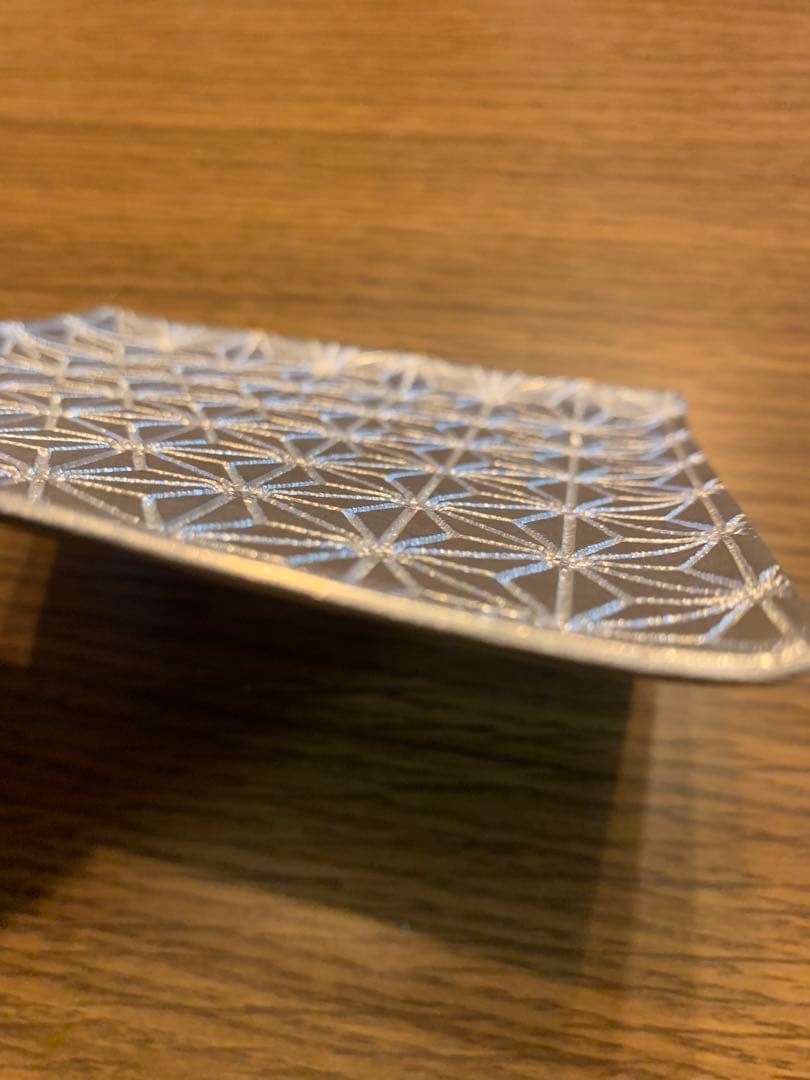 美品 さつま 岩切 正錫刻印 麻柄大麻柄 小皿 シルバー 銀色 プレート