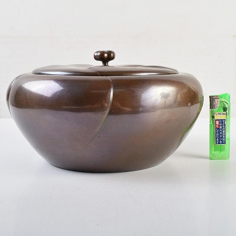 茶道具　高木八治良造　唐銅　捻梅平水指　共箱　D　R9620B