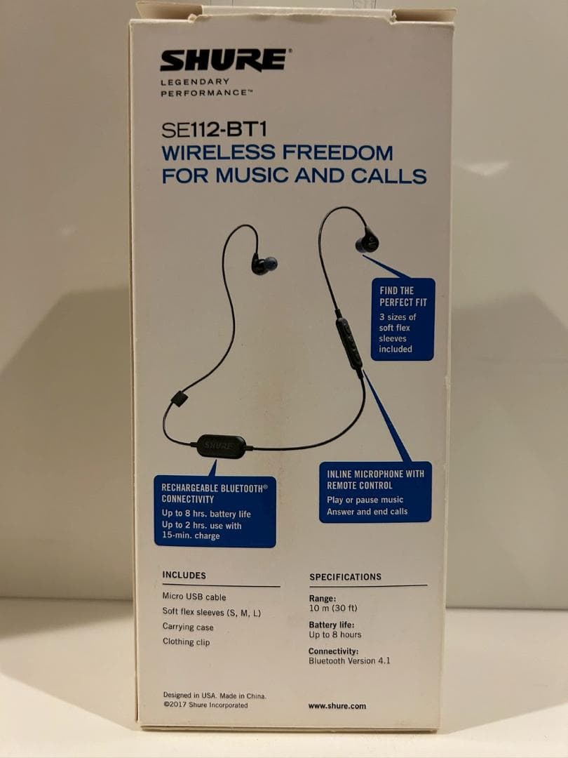 SHURE SE112-BT1 ワイヤレスイヤホン 高遮音性 Bluetooth
