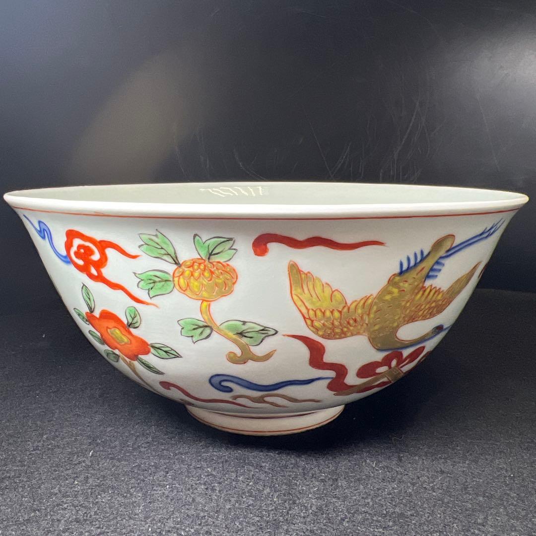 中国美術　景徳鎮　粉彩大鉢　共箱　口径約24㎝　東Y8-0310①
