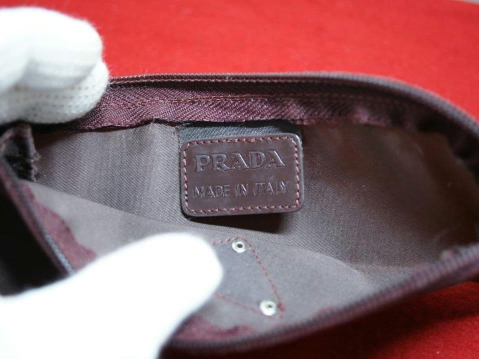 PRADA プラダ ペンケース ナイロン トライアングル ダークブラウン