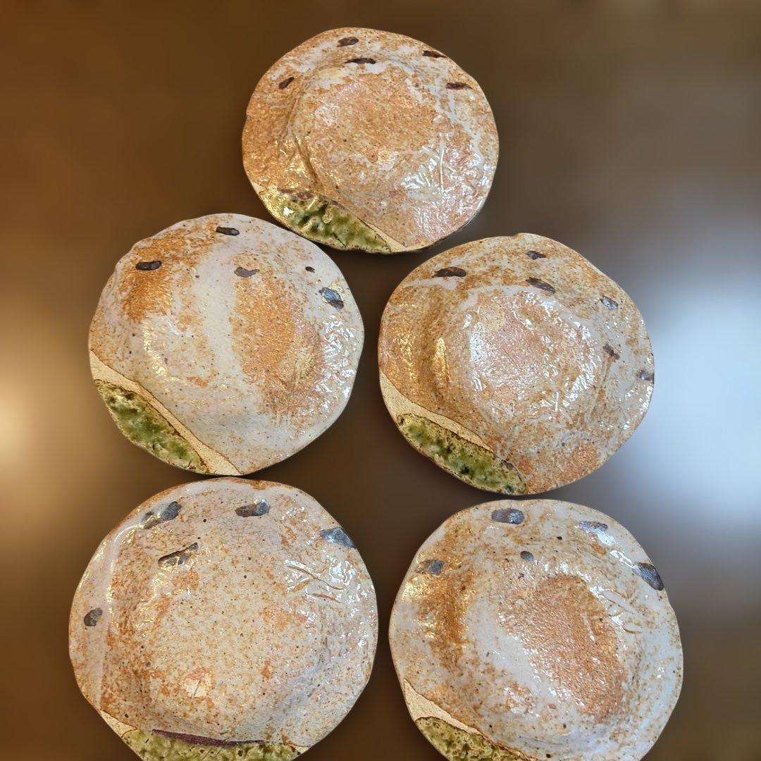 和食器　茶懐石　織部焼　蟹図　銘々皿　五客