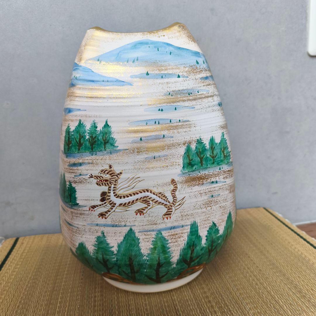 金箔装飾の陶器花瓶　三代目斎藤雲楽　京清水焼伝統工芸士