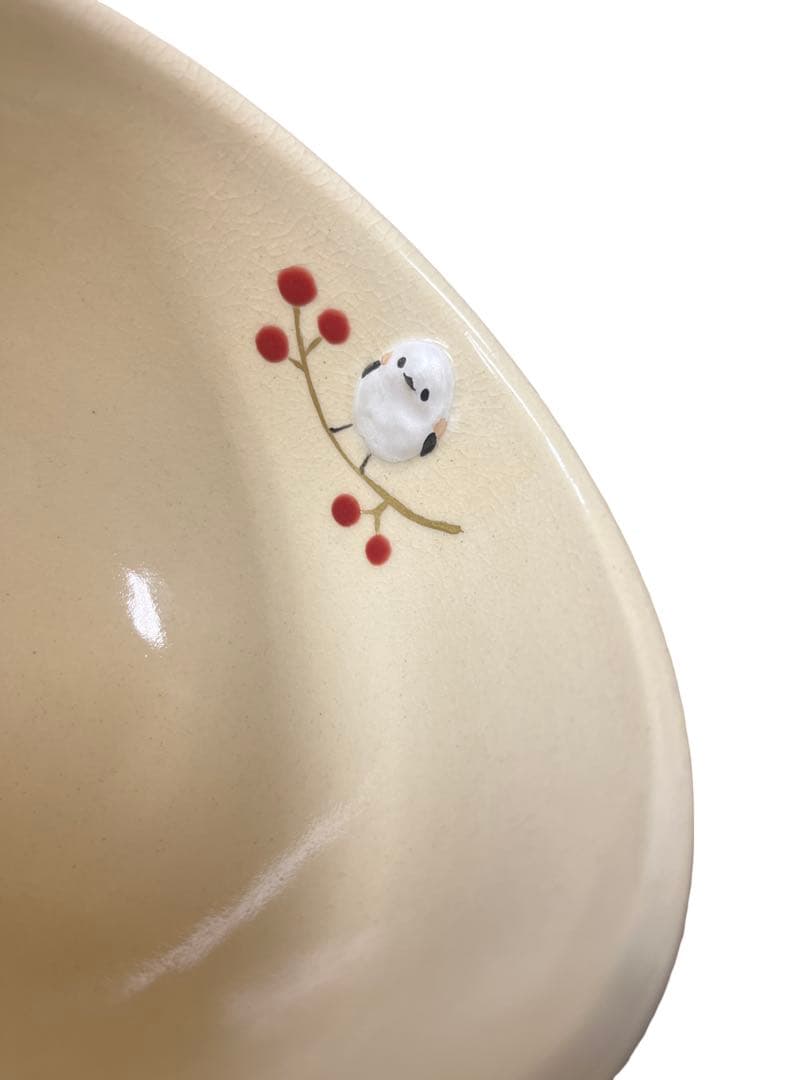 茶碗　浮彫　シマエナガ　桐箱　今岡三四郎　抹茶茶碗　抹茶碗　茶道具　抹茶