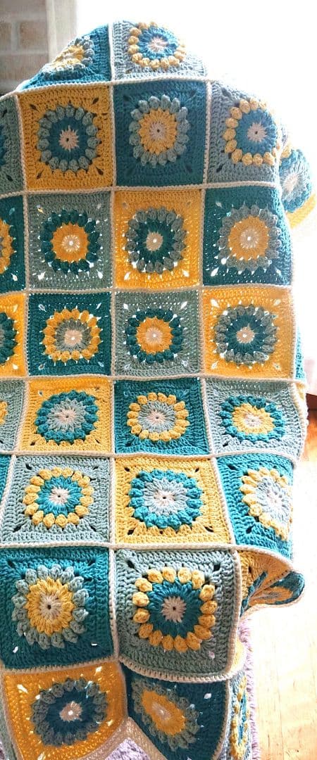 コットン ハンドメイド モチーフブランケット