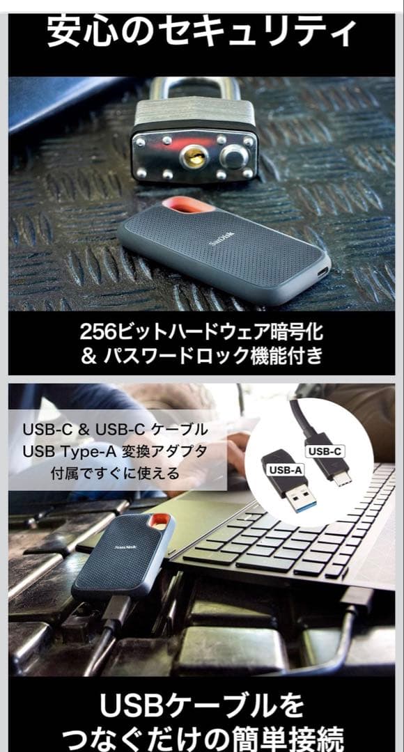 SanDisk 外付けSSD SDSSDE61-1T00-GH25 1TB