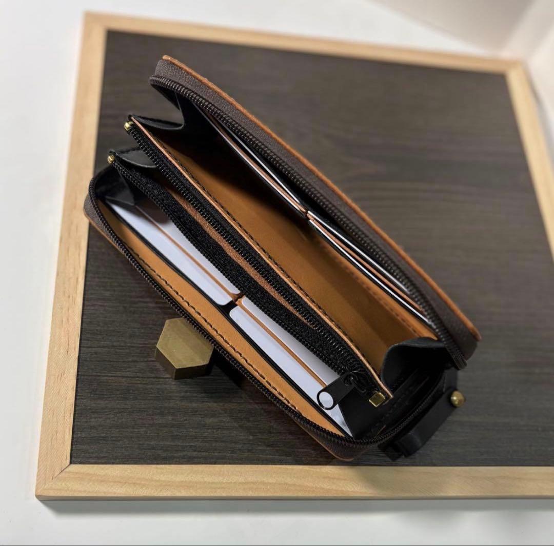 本革 長財布 ラウンドファスナー長財布 キャメル 黒 フルレザー ハンドメイド