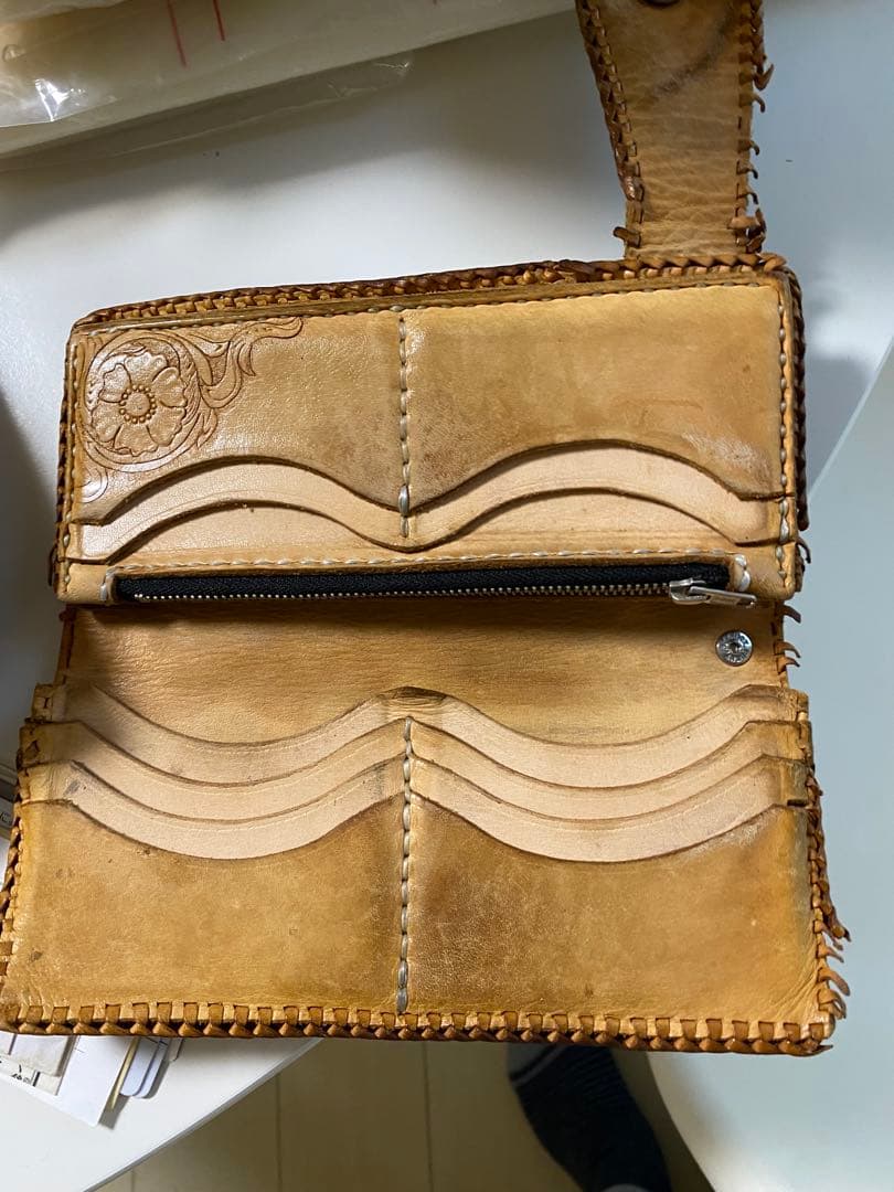 ヘビ革 スネークパターン 長財布 ゴールド系