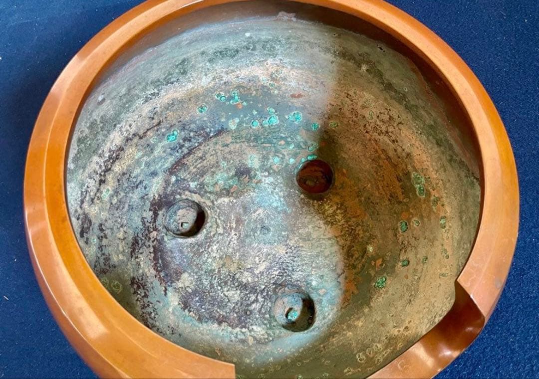 「祖」 唐銅 面取 丸風炉 雲洲 浄鳳 共箱 （901F①）