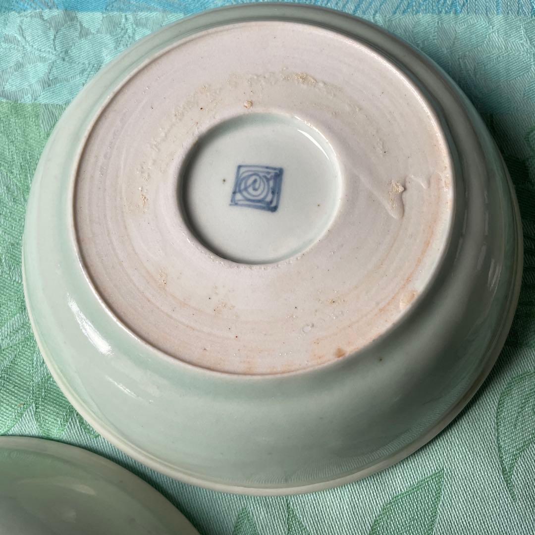 古伊万里　染付　白梅　青磁　膾皿　5客