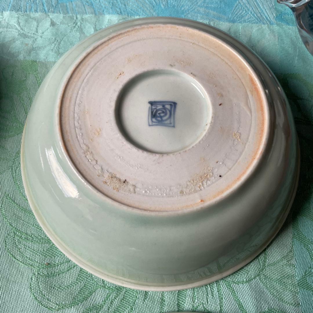 古伊万里　染付　白梅　青磁　膾皿　5客