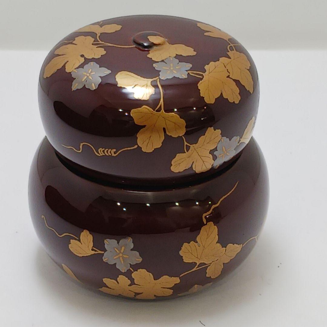 Y2782-2 茶道具 中村湖彩 蔦蒔絵 瓢茶器 茶入 共箱