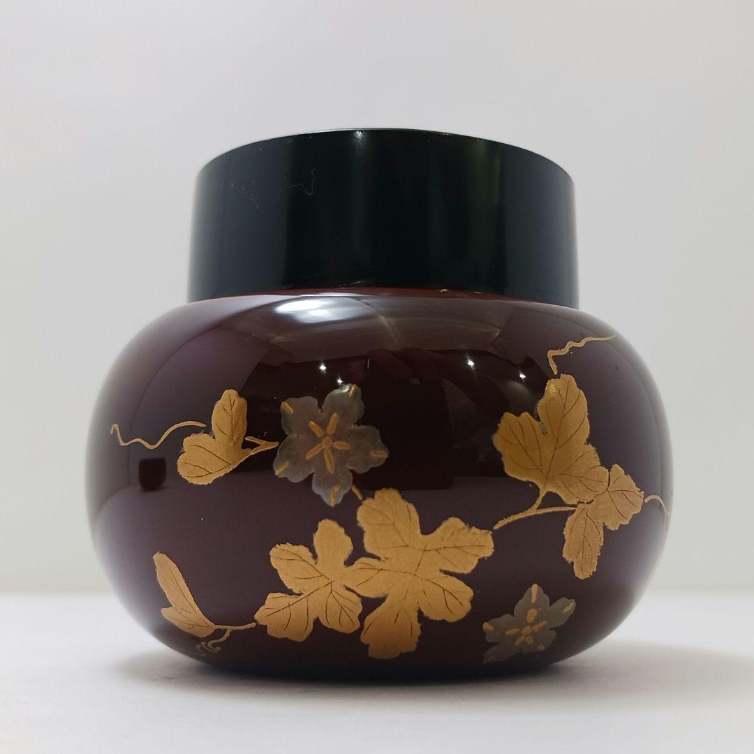 Y2782-2 茶道具 中村湖彩 蔦蒔絵 瓢茶器 茶入 共箱