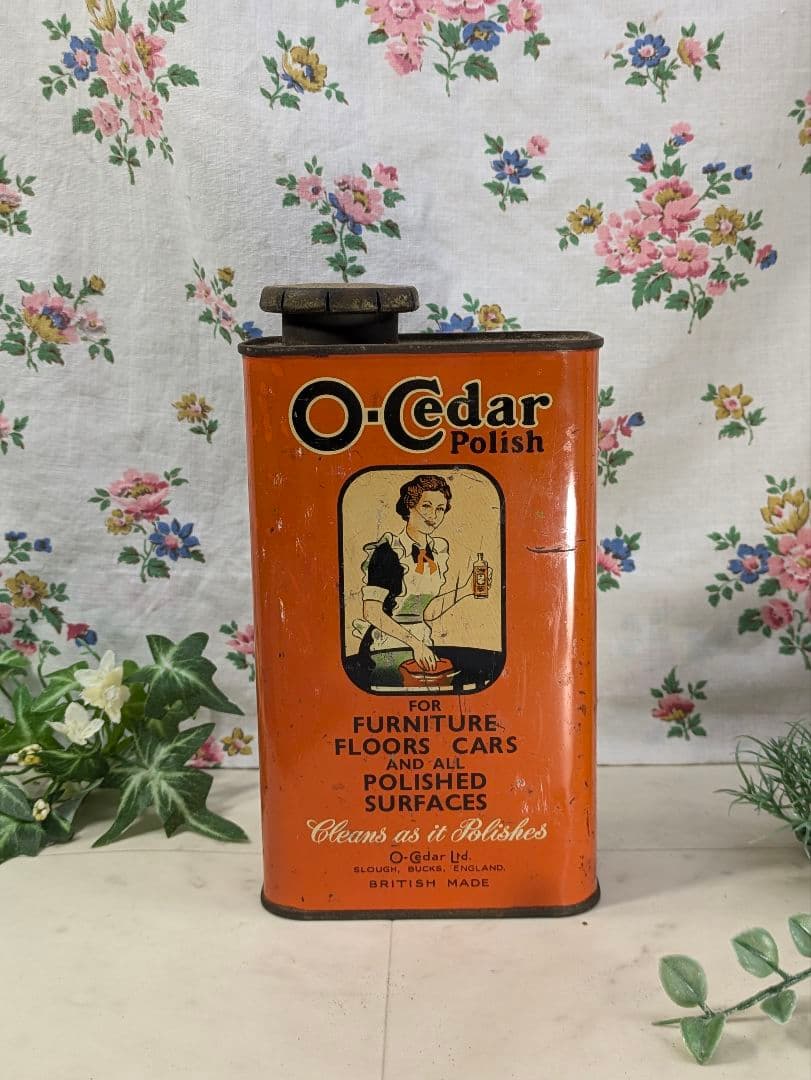 希少 イギリス アンティーク O-Cedar ポリッシュの缶