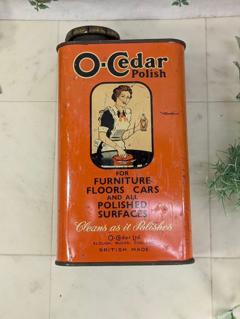 希少 イギリス アンティーク O-Cedar ポリッシュの缶