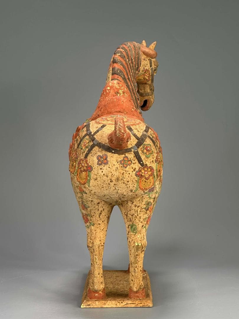 UM14 中国美術　銅製　馬像置物　仿漢陶器銅馬像　時代物　唐物