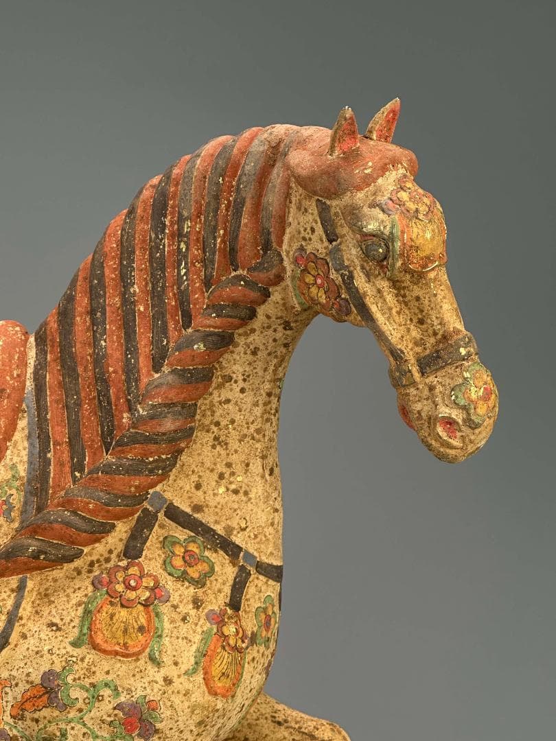 UM14 中国美術　銅製　馬像置物　仿漢陶器銅馬像　時代物　唐物