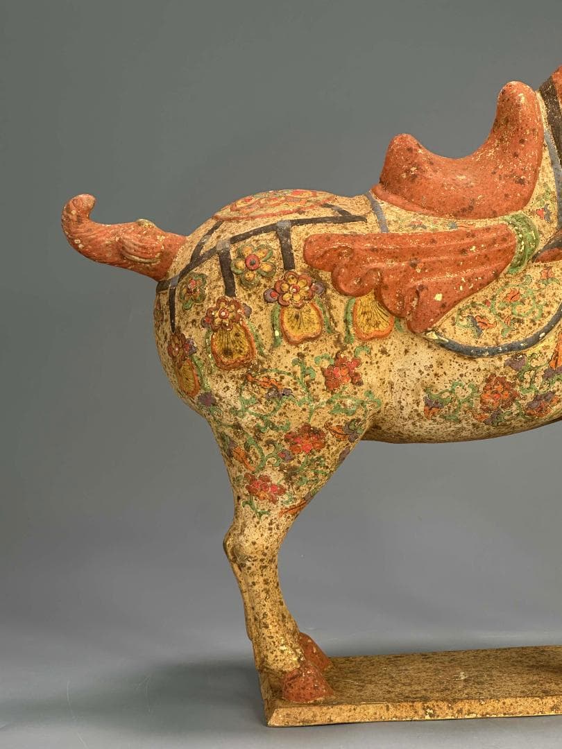 UM14 中国美術　銅製　馬像置物　仿漢陶器銅馬像　時代物　唐物