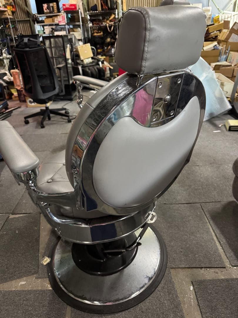 バーバーチェア グレー 2台セット ヘアサロンチェア ダイヤモンドステッチ