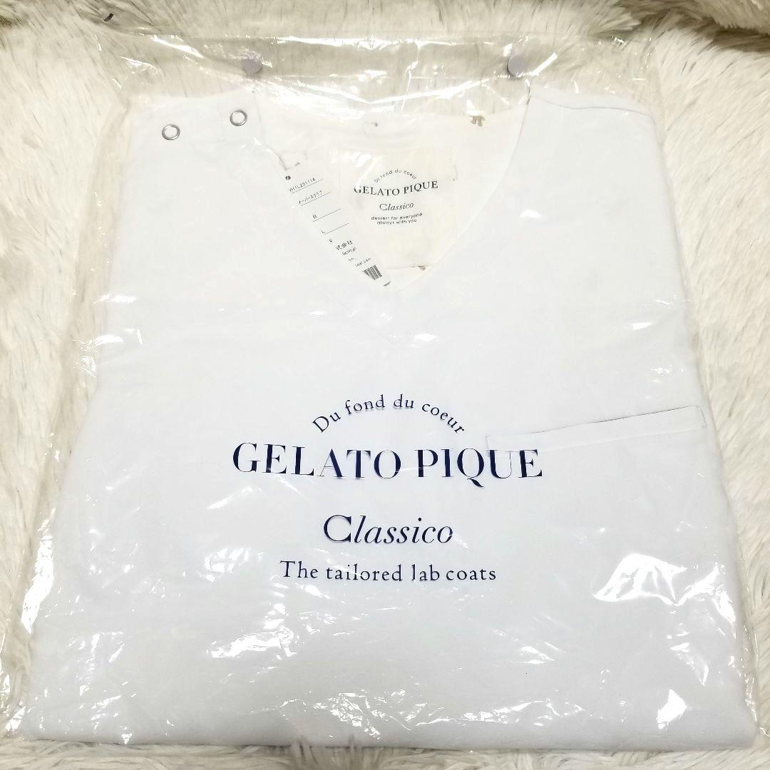 GELATO PIQUE 白×ベア柄 パターンプルオーバー スクラブ Lサイズ