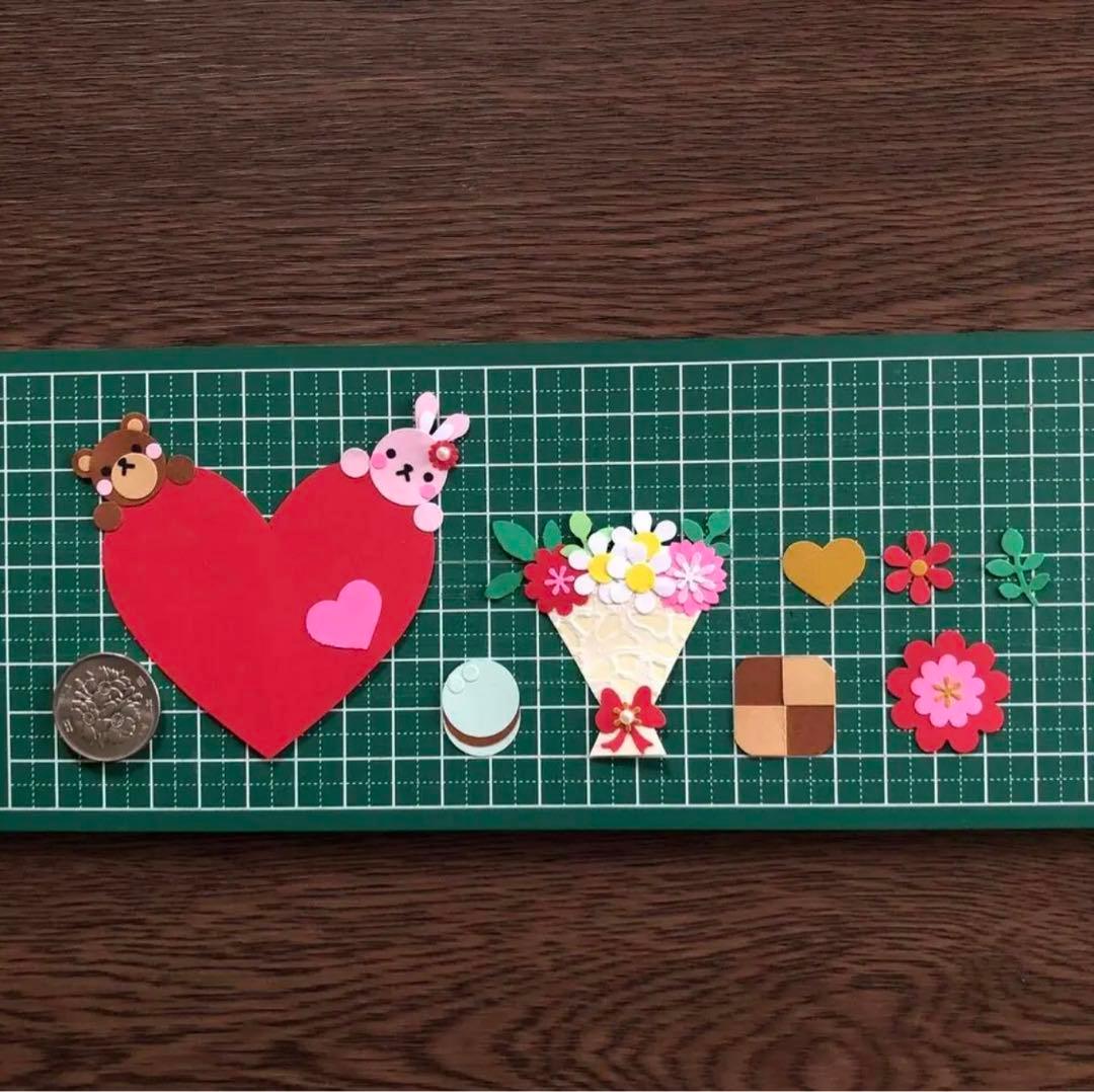 バレンタインセット♡ペーパークラフト♡クラフトパンチ♡マカロン♡アルバム♡花