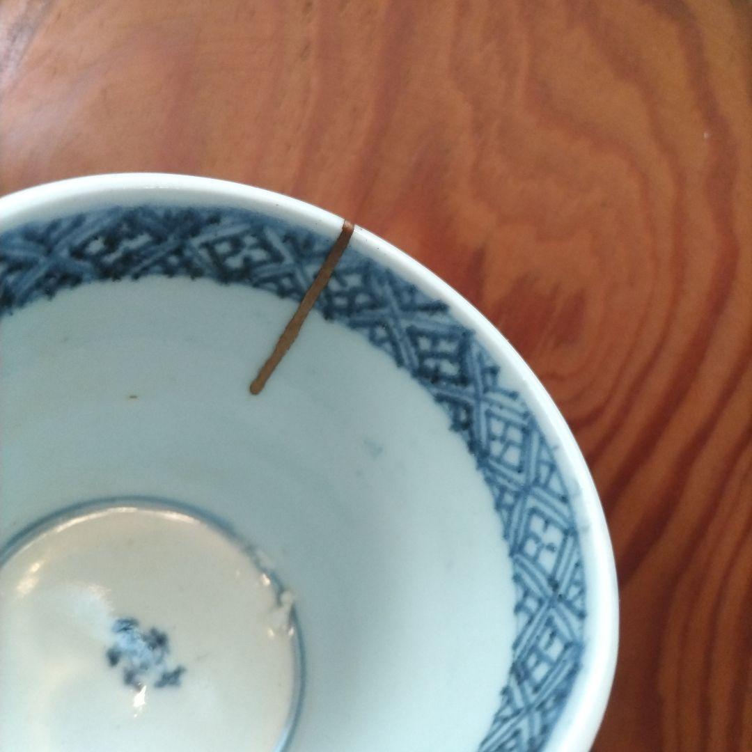 ★ 兎図 そば猪口 江戸期 波兎 古伊万里 染付