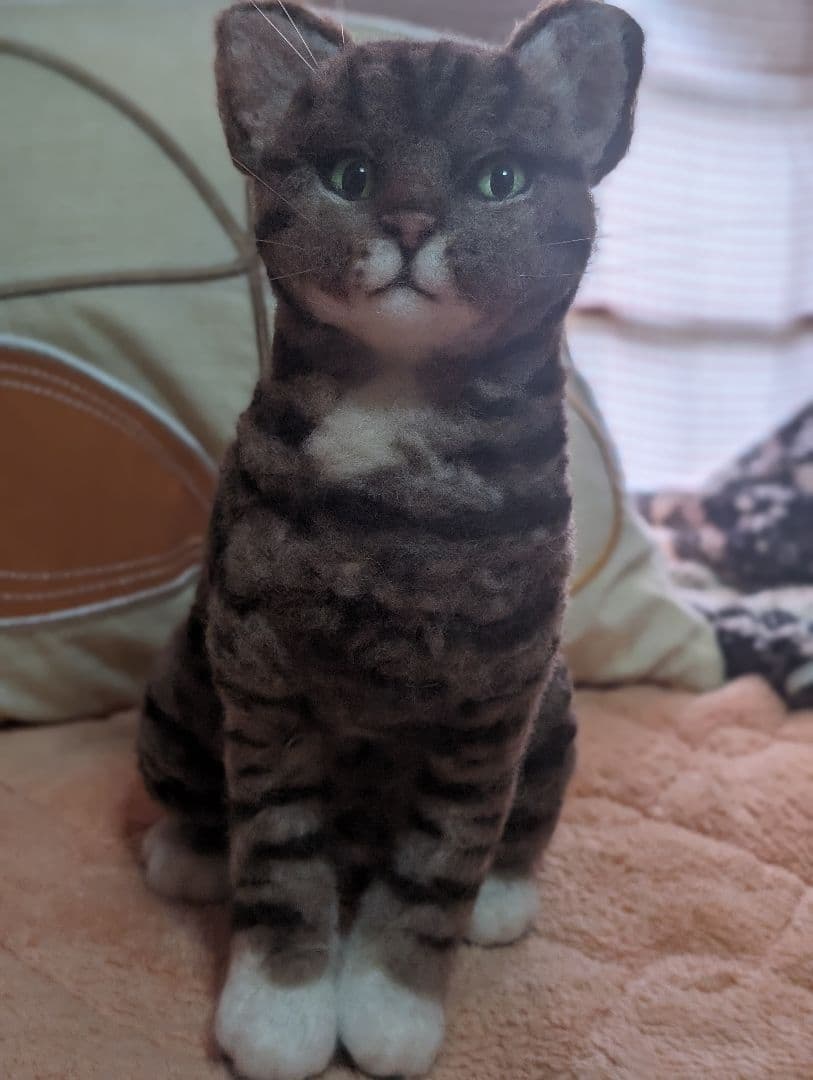 羊毛フェルト　猫　手動く