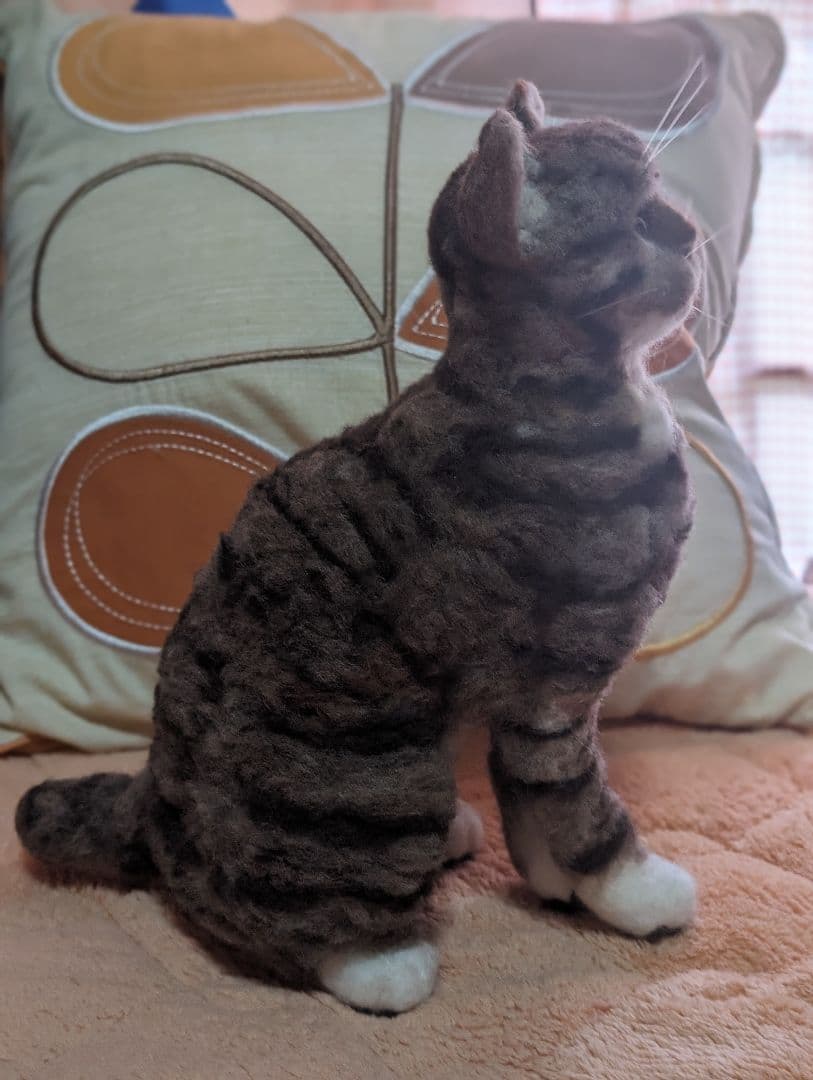 羊毛フェルト　猫　手動く
