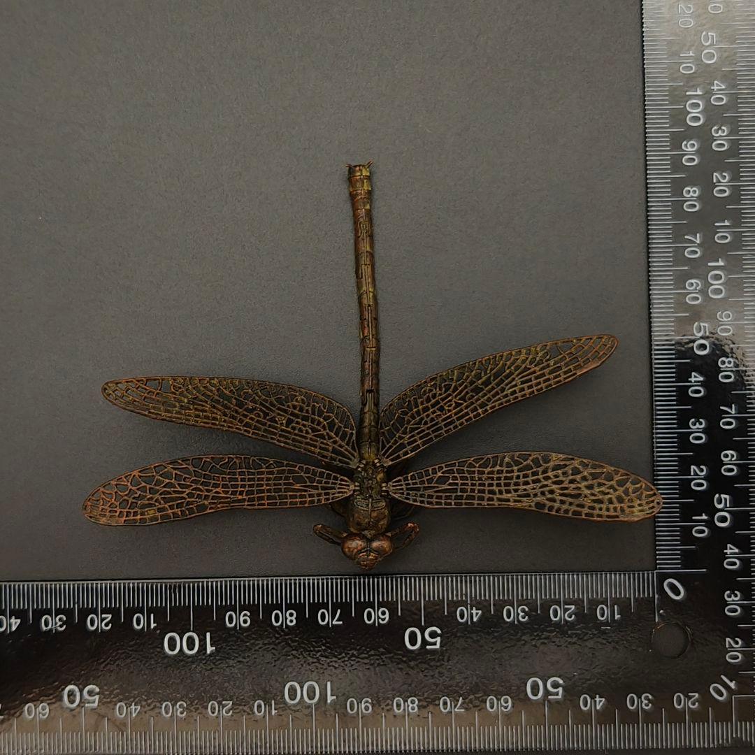 ニ*チ様 銅製置物　蜻蛉　トンボ　勝虫　雨宮宗作　関節可動　金工品　茶道具
