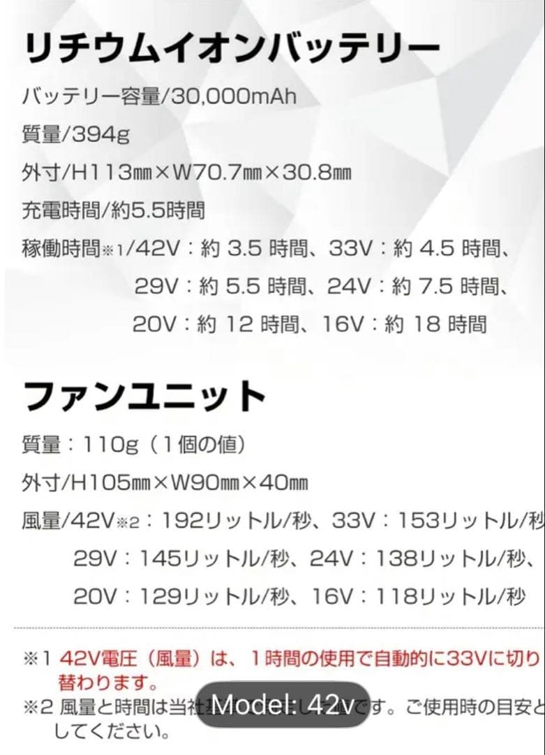 42V 空調ファン 最大192立方メートル/時