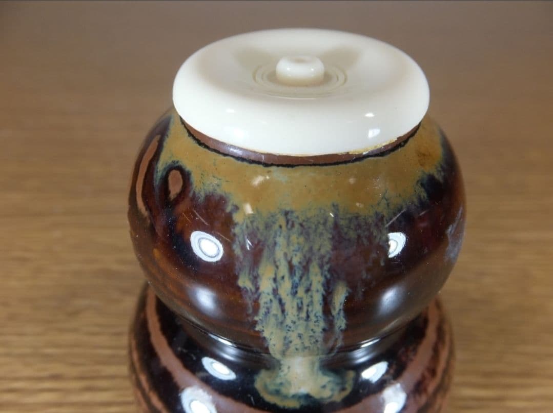 真作保証 鬼丸雪山 自作 高取茶入 小石原焼 コレクター放出品 茶道具 福岡県