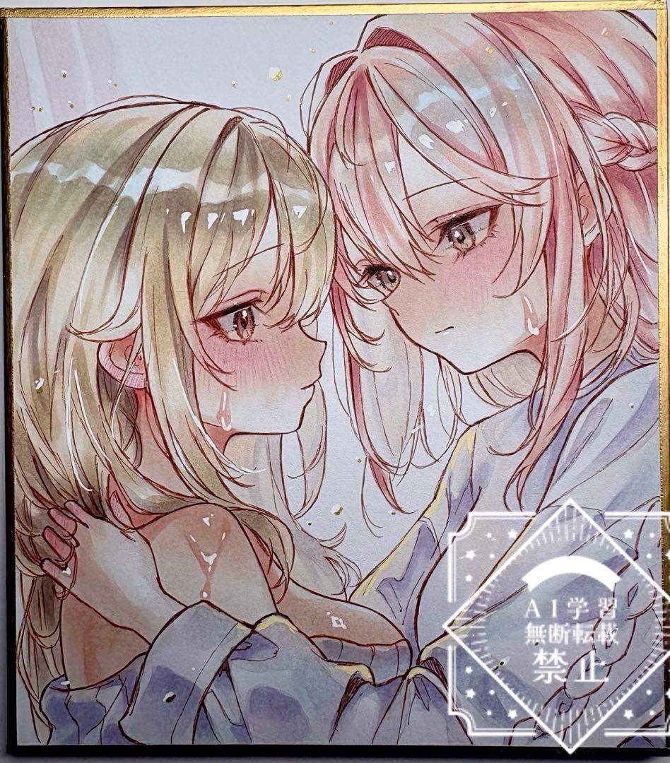 m*可様 一点物 オリジナル 色紙 手描きイラスト アナログ 女の子 創作 原画