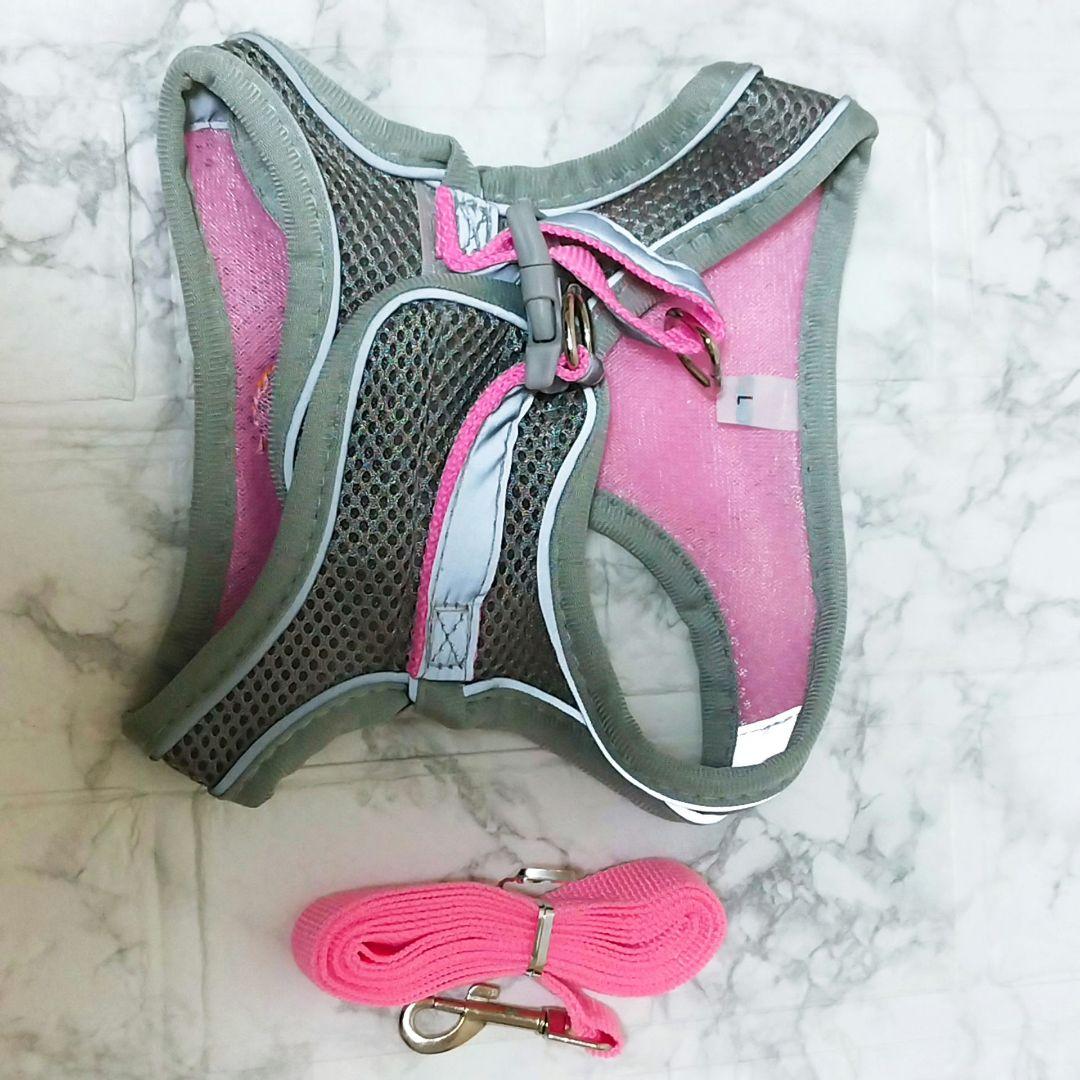 未使用⭐ 中小型犬 猫 ハーネス リード セット ダブルロック L pink