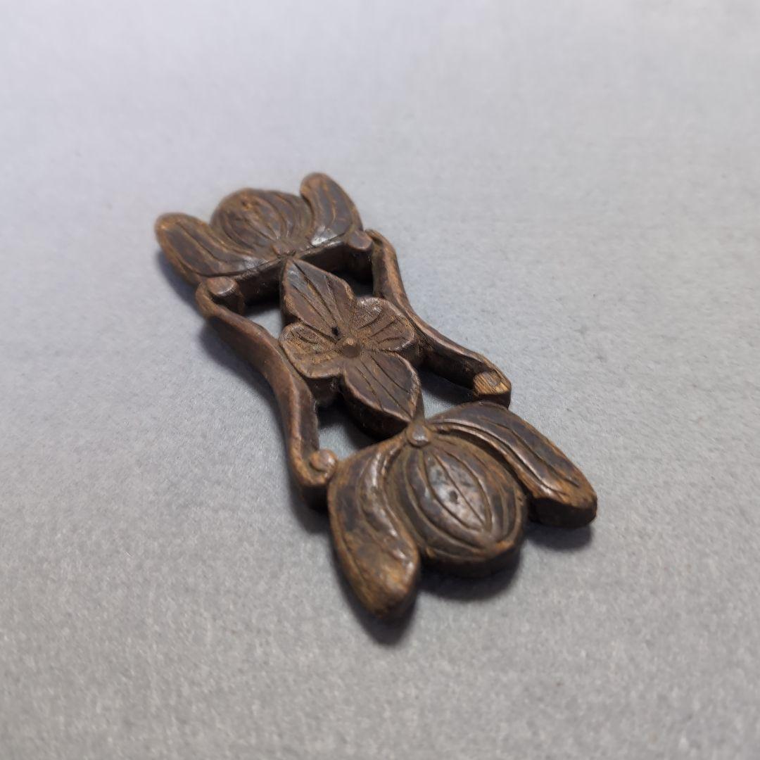 李朝糸巻き 木製糸巻き 花の彫刻 工芸品 李朝工芸品 木製工芸品 木彫