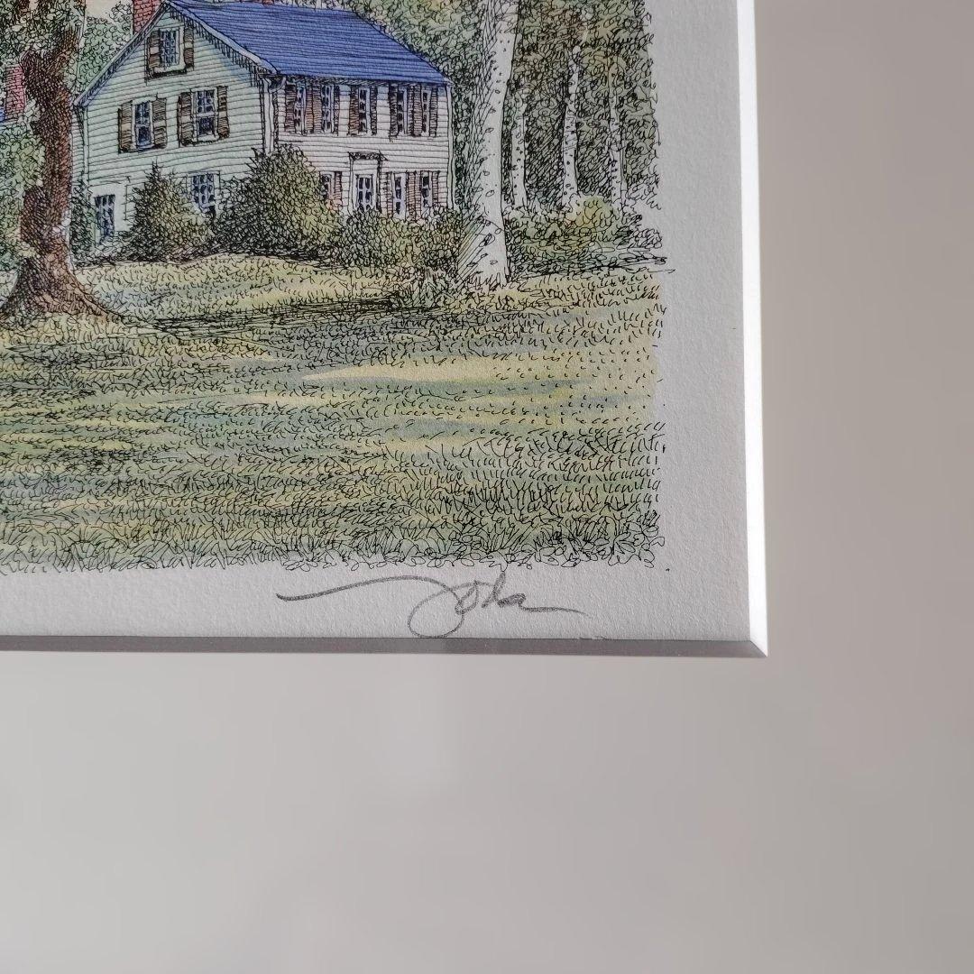 織田義郎作額装アメリカ風景画リトグラフ限定版55/300