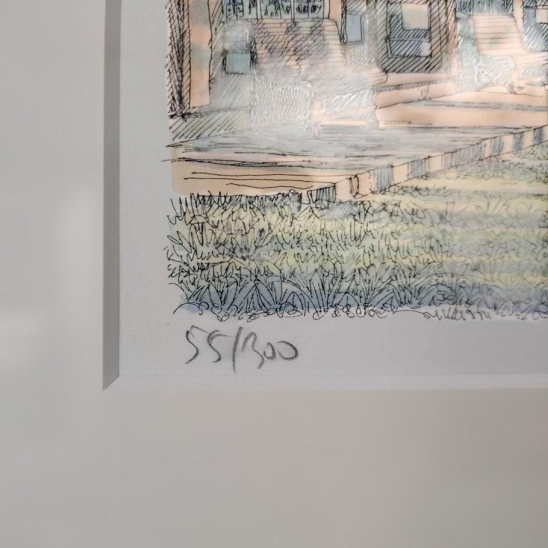 織田義郎作額装アメリカ風景画リトグラフ限定版55/300