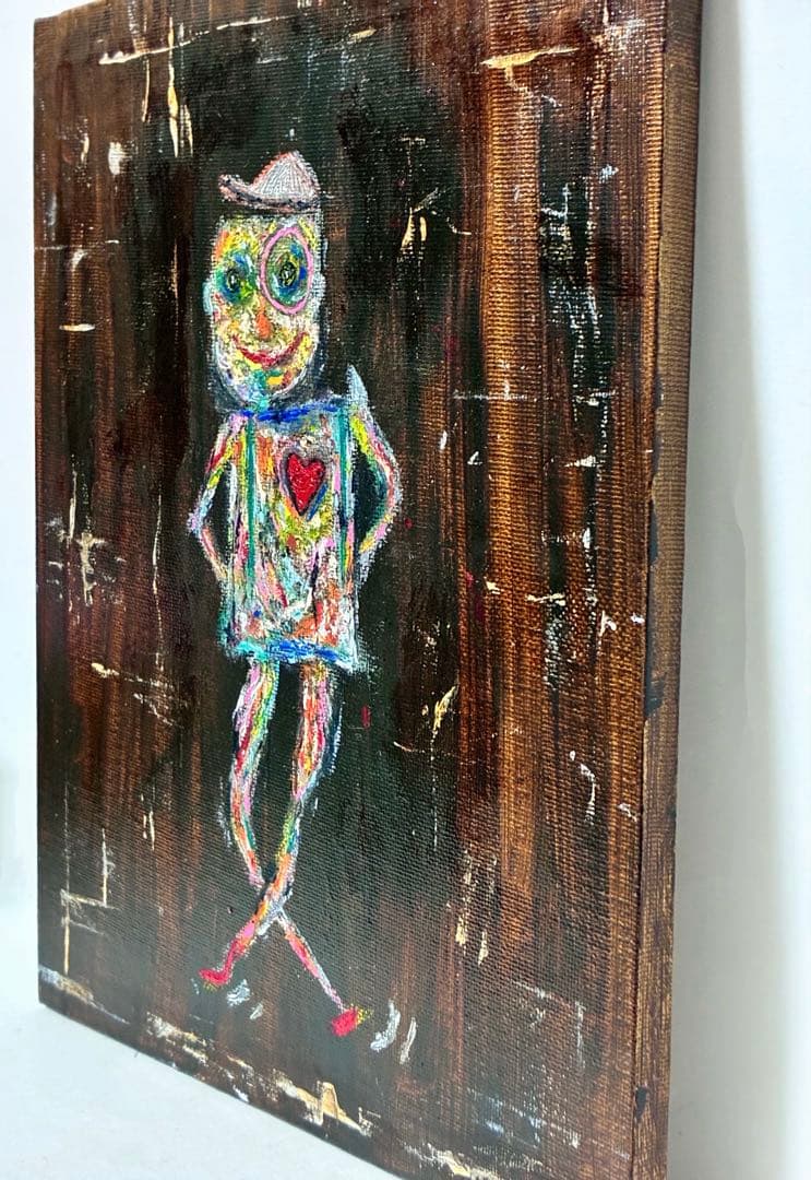 絵　絵画【 幸福を見極めてくれる幸せ人 】現代アート　抽象画　キャンバス　F3