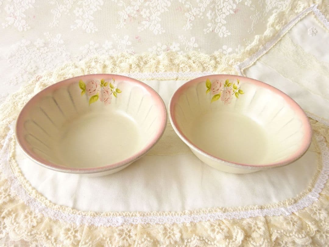 イマン　ダイアナローズ　和陶器　和食器　深皿　中鉢２個セット　マニーローズ